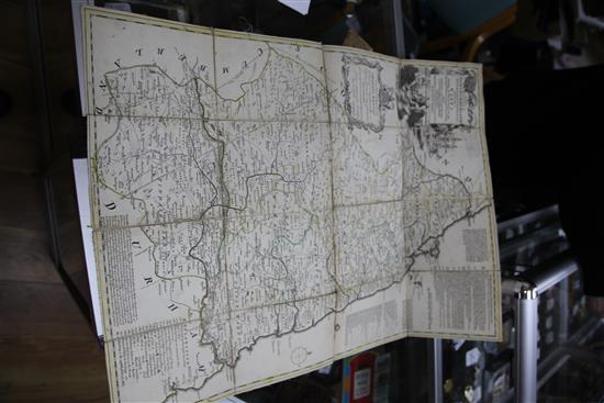 J & C Walker Folding map of Englands and Wales, London 1860, with slip case,